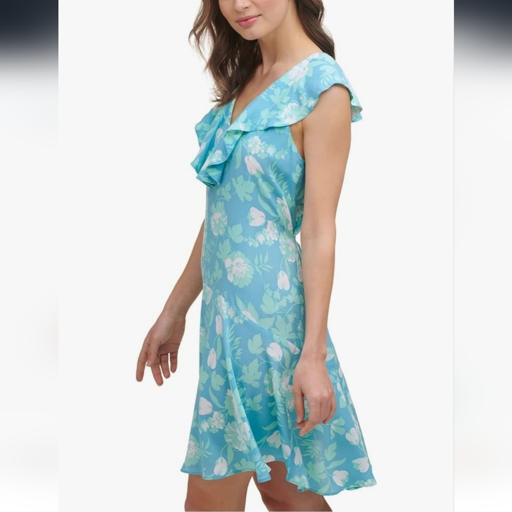 Calvin Klein Floral Blue Dress Size 10